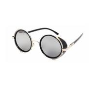 KTUCN Retro Steampunk Sunglasses Men Women Round Metal Shields Sun Glasses Fashion Eyewear Mirror Lens UV400,12,BH01
