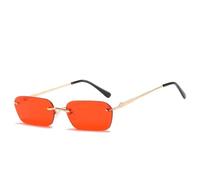 KTUCN Rimless Rectangle Sunglasses Women UV400 Driving Sun Glasses Men Clear Color Summer Accessories Square Small Size,h,5,Gold,Yellow