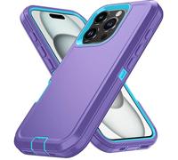 KTUCN Shockproof Defender Phone Case for Iphone 16 11 12 13 14 15 17 Pro Max XSMAX 7 8 16E Hard Back Cover with Clip,Purple Bl