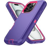 KTUCN Shockproof Defender Phone Case for Iphone 16 11 12 13 14 15 17 Pro Max XSMAX 7 8 16E Hard Back Cover with Clip,Purple Re