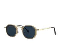 KTUCN Small Frame Steampunk Sunglasses Men 2025 Vintage Punk Eyewear Classic Polygon Metal Sun Glasses Male UV400,C6Gold3Gray,HFA,001