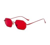 KTUCN Small Metal Hexagon Men Women Sunglasses Stylish Sun Glasses Retro Polygon Shades Fashion Eyewear UV400 de sol hombre,Red Red,BH01