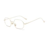 KTUCN Small Metal Hexagon Men Women Sunglasses Stylish Sun Glasses Retro Polygon Shades Fashion Eyewear UV400 de sol hombre, Gold Clear,BH01