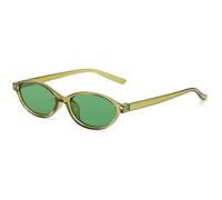 KTUCN Small Oval Women's Sunglasses Fashion Leopard Brown Glasses Female Retro Colorful Shade Eyeglass,green,BH01