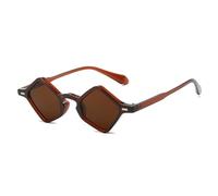 KTUCN Small Polygon Sunglasses Fashion Ins Popular Women Clear Ocean Lens Shades Men Trending Rivets Sun Glasses UV400,Brown Brown,BH01