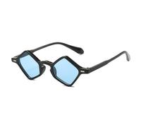 KTUCN Small Polygon Sunglasses Fashion Ins Popular Women Clear Ocean Lens Shades Men Trending Rivets Sun Glasses UV400,Black Blue,BH01