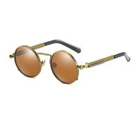 KTUCN Steam Punk Sunglasses Polarized Men Women Retro Round Sun Glasses Eyewear Vintage Circle Driving Shades,Bronze Tea,145mm