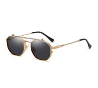KTUCN Steampunk Flip Up Driving Sunglasses UV400 Protection Vintage Unisex Goggles for Men Women,Golden,BH01