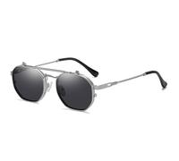KTUCN Steampunk Flip Up Sunglasses Double Layer Vintage Goggles UV400 Protection Unisex Driving Glasses for Street Fashion,Silvery,BH01