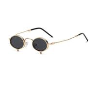 KTUCN Steampunk Flip Up Sunglasses Men Small Metal Frame Punk Round Sunglasses Women Retro Shades Glasses UV400 Eyeglasses,C1Gold,Black,A