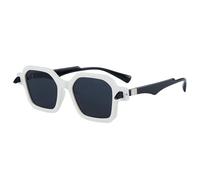 KTUCN Trendy Retro Sunglasses Women Fashion Double Colors Shades For Men Trending Punk Polygon Rivets Sun Glasses UV400,White Grey,BH01