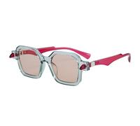 KTUCN Trendy Retro Sunglasses Women Fashion Double Colors Shades For Men Trending Punk Polygon Rivets Sun Glasses UV400,Green Champagne,BH01