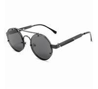 KTUCN Vintage Punk Style Sunglasses For Women 2025 Men Retro Round Metal Frame Summer Spring Glasses Eyewear,black gray,BH01