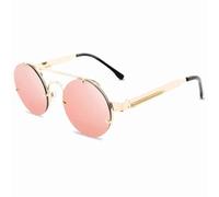 KTUCN Vintage Punk Style Sunglasses For Women 2025 Men Retro Round Metal Frame Summer Spring Glasses Eyewear,Pink,BH01