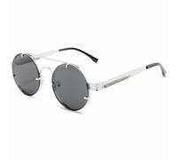 KTUCN Vintage Punk Style Sunglasses For Women 2025 Men Retro Round Metal Frame Summer Spring Glasses Eyewear,silver gray,BH01