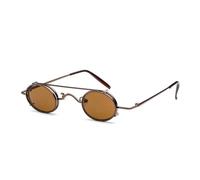 KTUCN Vintage Round Detachable Sunglasses Men Women SteamPunk Sun Glasses Retro Small Circle Metal Frame Glasses,C5BrownBrown,BH01