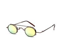 KTUCN Vintage Round Detachable Sunglasses Men Women SteamPunk Sun Glasses Retro Small Circle Metal Frame Glasses,C2BrownYellow,BH01