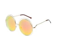 KTUCN Vintage Round lens Mirror Sunglasses Women Metal Frame Lady Sun Glasses Lady Cool,7,Gold,Red,Lens Height: 6.2 CM