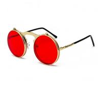 KTUCN Vintage Steampunk Flip Sunglasses Retro Round Metal Frame Sun Glasses for Men Women Circle Glasses,HD8,BH01