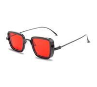 KTUCN Vintage Steampunk Sunglasses Men 2025 Retro Metal Eyewear Trendy Sun Glasses Shades For Women,10,Black,Red,BH01