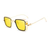 KTUCN Vintage Steampunk Sunglasses Men Women Colorful Sun Glasses Male Female Summer Styles Metal Mirror Shades,gold yellow,BH01
