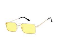 KTUCN Vintage Steampunk Sunglasses Rectangle Women Metal Bridge Glasses Lady Shades Mirror UV400,gold yellow,BH01