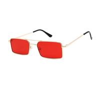 KTUCN Vintage Steampunk Sunglasses Rectangle Women Metal Bridge Glasses Lady Shades Mirror UV400,gold red,BH01