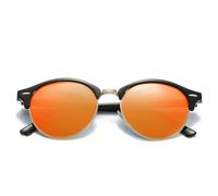 KTUCN Vintage Sunglasses Men Classic Polarized Round Sun Glasses Women UV400,Black Red,BH01