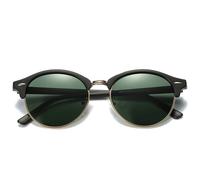 KTUCN Vintage Sunglasses Men Classic Polarized Round Sun Glasses Women UV400,C02 Black DarkGreen,BH01
