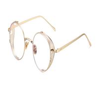 KTUCN Womens retro steampunk sunglasses side shields gold metal mens retro round sunglasses mens hollow uv400,gold with clear,C