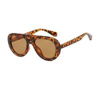 KTUCN Y2K Retro Round Sunglasses Trendy Glasses VintageEyewear,leopard tea,