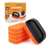 KTUOPEE Upgraded 6-Piece Griddle Cleaning Kit for Blackstone, Flat Top Grill Cleaner Non-Scratch Scouring Pads for Kitchen - Heavy-Duty 5 Griddle Scrubber Pads with 1 Handle