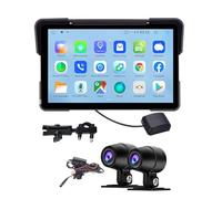 KTUXZCI Durable Wireless Car Play Android Auto Along With 7Inch Portable | Andiord 10 4G Wifi Motorcycle Dual Dash Cam For Optimal Visibility Dashboard GPS Navigation Display Screen