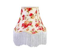KTUXZCI Elegant Vintage European Lampshade Decorative Cover With Stylish Beads Fabric Enhancing Overall Aesthetic Tassel Lamp Cover Cloth Lace Lampshade With, Red