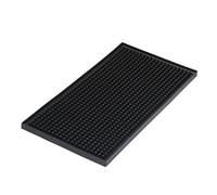 KTV Bar Pad PVC Long Dish Dying Mat Milk Tea,Water Insulation,Rectangular Drain Cup Drainer Mat Black 5.9" x 11.7"