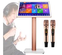 KTV Karaoke Machine - Karaoke Equipment with 2 Reverb Wireless Microphone, 19.5 Inch Touch Screen Karaoke Player for Home Party, Adjustable Music Mode,White-2TB