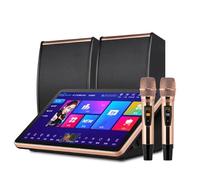 KTV Karaoke System, 18.5 inch Capacitive Touch Screen Karaoke Machine, 4K Output, 8T storage, Wireless Microphone & Power Amplifier Function & AI Smart Voice Control the Song Function black 4T