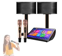 KTV Karaoke System, 19.5 Inch 4K Touch Screen Karaoke Player Set with Wireless Microphone & Speaker, Power Amplifier Function for Home and Bar
