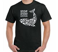 KTVB0A Environment T-Shirt Stop Ocean Plastic Pollution Mens Climate Change Whale Top Black(X-Large)