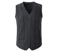 KTWOLEN Mens Casual V-Neck Sleeveless Jumper Vest Button Up Cardigans Knitwear Waistcoat Gentleman Slipover Lightweight Gilet Charcoal