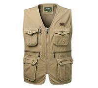 KTWOLEN Mens Dog Handler Vest Fishing Vest Hunting Gardening Gilet Photographers Lightweight Waistcoats Multi Pockets Sleeveless Jacket Gillette, Khaki, 4XL