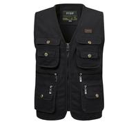 KTWOLEN Mens Fishing Waistcoat Multi Pocket Gilet Safari Sleeveless Gillette Jackets Summer Utility Vest Hiking Photography Vests Body Warmers, Black, L