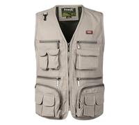KTWOLEN Mens Multi Pocket Jacket Tactical Fishing Gilet Safari Gillette Hunters Vest Body Warmer Fishing Waistcoat Cotton Vest, Beige, XL