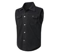 KTWOLEN Mens Relaxed Denim Gilet Casual Button Jeans Vest Vintage Motorcycle Sleeveless Jacket Cowboy Outerwear Gilet Biker Vest, Black, XXL