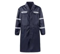 KTWOLEN Mens Warehouse Coat Long Sleeve Work Coat Reflective Jackets Lightweight Lab Coat Engineering Technician Food Coat Workwear, Navy Blue, XL