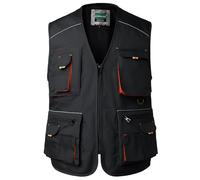KTWOLEN Men's Work Tool Vest Carpenters Multi-Pocket Safety Vests Mechanics Sleeveless Work Gilet, Black, XL