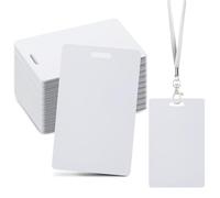 Ktxaby 100 Pcs Blank PVC Cards with Slot Punch, CR80 30 Mil Graphic White Plastic Cards Printable Vertical Blank Cards for Photo ID Badge Printers