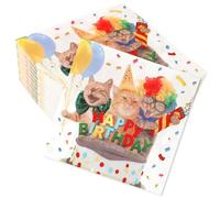 Ktxaby 100 Pcs Cat Birthday Party Paper Napkins, 2-Ply Cat Guest Disposable Hand Towels Napkins,6.5 x 6.5 Inch Farm Animal Cocktail Napkin for Birthday Baby Shower Party