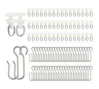 Ktxaby 100 Pcs Curtain Track Gliders Hook Set,50 Pcs Plastic Curtains Track Glider and 50 Pcs Metal Curtain Track Hooks S Shaped for Shower Curtains