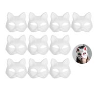 ktxaby 10PCS DIY Blank Cat Mask, Fox Cat White Paper Mask,Japanese Style Anime Half Face Cat Mask for DIY Painted Masks,Hand-painted Masks Suitable for Carnival, Masquerade, Halloween